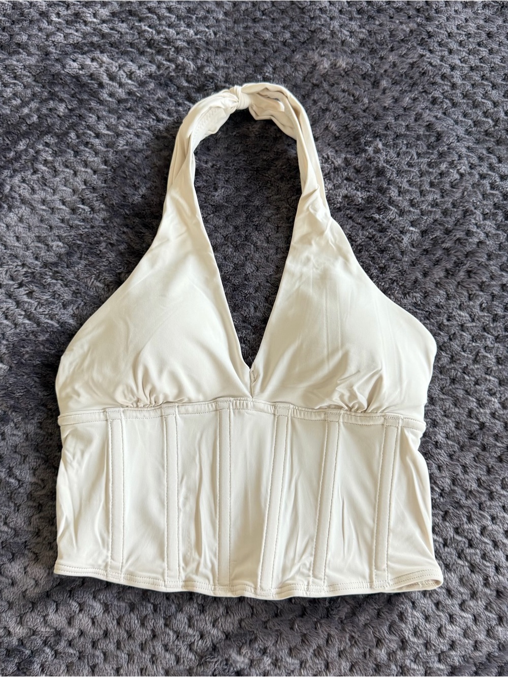 Gilly Hicks Cream Strapless Tie-Back Bustier